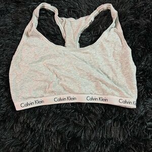 Calvin Klein Gray Sports Bra with Logo Band